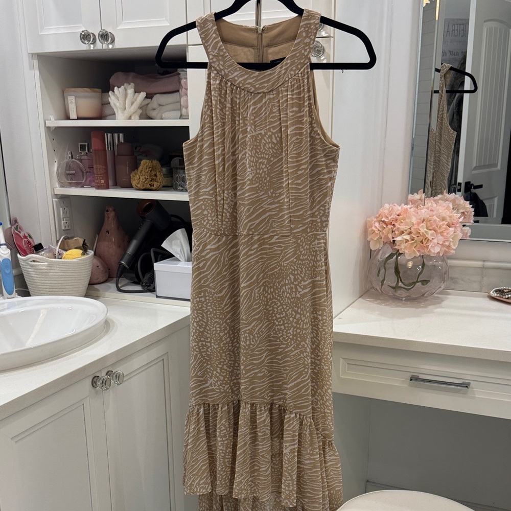 Tommy Hilfiger Beige Animal Print High Low Dress
